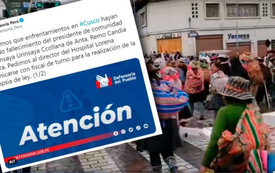 Defensoría del Pueblo confirmó la muerte de una persona tras protestas en Cusco