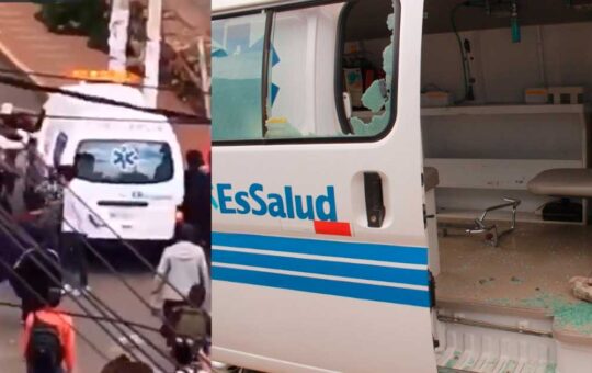 Cusco: Manifestantes destruyeron con piedras ambulancia de EsSalud