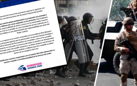 Bancada Avanza País: “No propondremos amnistía a policías y militares por actos en protestas”