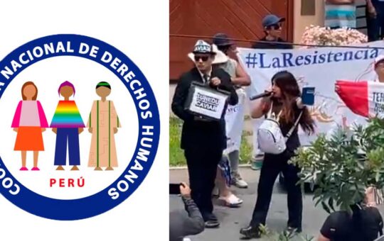 Grupo “La Resistencia” protesta en la sede de la Coordinadora Nacional de DD.HH.