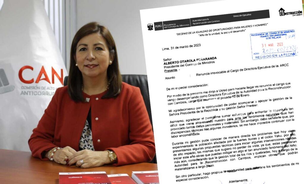 Rosmary Cornejo renunció al cargo de directora de la Autoridad para la Reconstrucción con Cambios