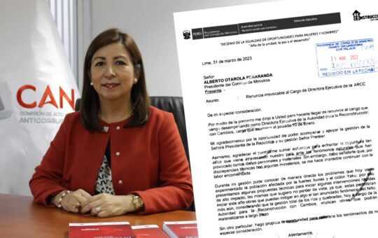 Rosmary Cornejo renunció al cargo de directora de la Autoridad para la Reconstrucción con Cambios