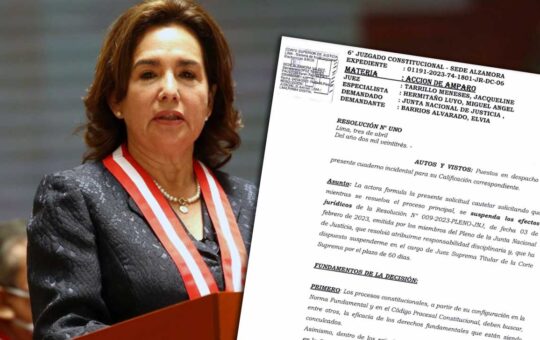 PJ deja sin efecto resolución de la JNJ que suspendió por 60 días a Elvia Barrios