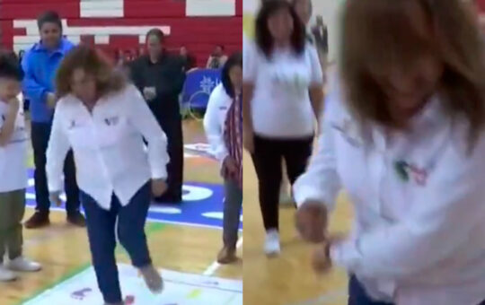 Dina Boluarte casi se cae tras participar en juegos por el Día del Niño