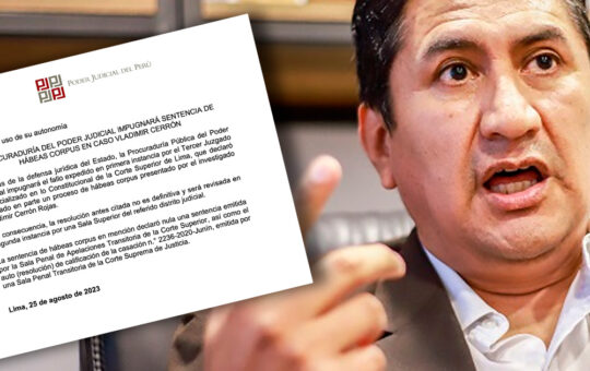 Procuraduría del PJ apelará sentencia en caso Vladimir Cerrón
