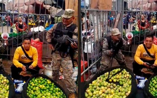 Hombre vende limones bien resguardado debido al alto costo del producto