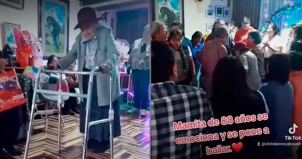 Sorprenden con serenata a mujer de 88 años que camina con andador y deja en shock al bailar