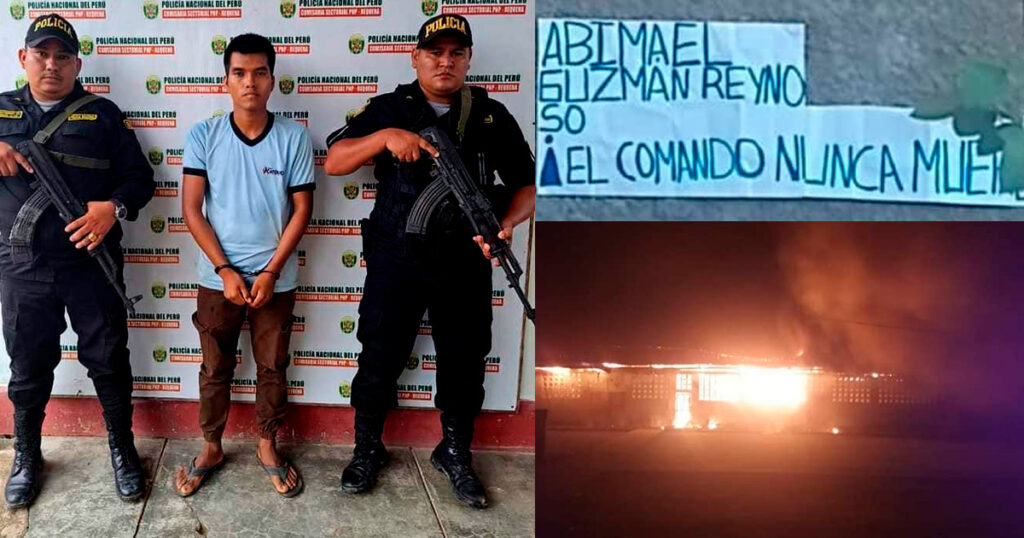 Detienen a escolar por incendiar colegio y dejar afiches con consignas terroristas