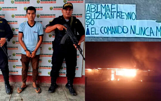 Detienen a escolar por incendiar colegio y dejar afiches con consignas terroristas