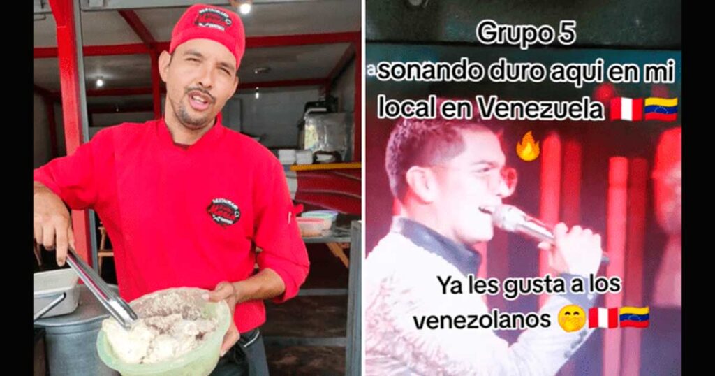 Venezolano pone el Grupo 5 en local de comida peruana que tiene en su país: “Peruanizando”