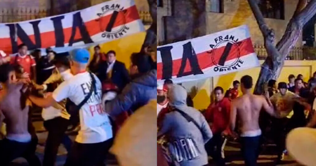Hinchas de la blanquirroja se agarran a golpes durante banderazo previo Perú vs Brasil