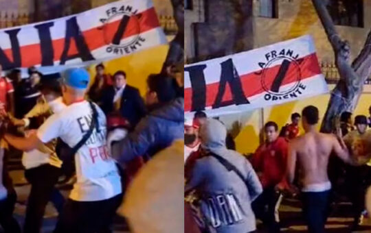 Hinchas de la blanquirroja se agarran a golpes durante banderazo previo Perú vs Brasil