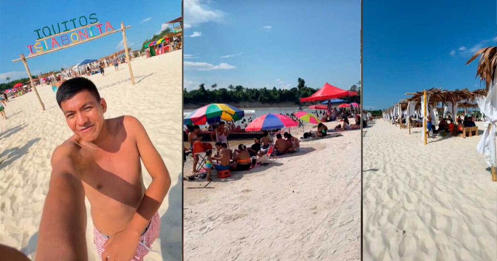 Influencer revela la existencia de una playa de arena blanca en Iquitos y sorprende a miles en TikTok