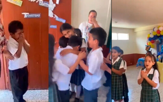 Niño rompe en llanto porque maestra le celebró su cumpleaños por primera vez