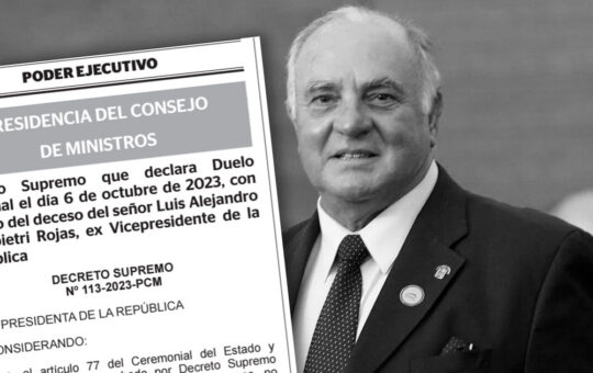 Ejecutivo decreta duelo nacional hoy 6 de octubre por el fallecimiento de Luis Giampietri