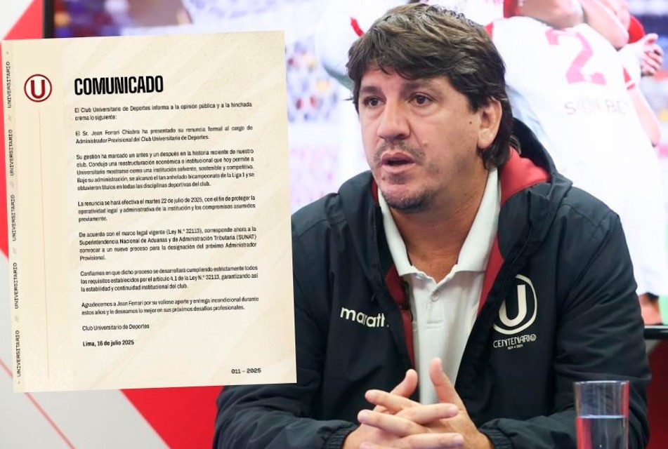 FERRARI RENUNCIÓ COMO ADMINISTRADOR DE UNIVERSITARIO – RCR Peru